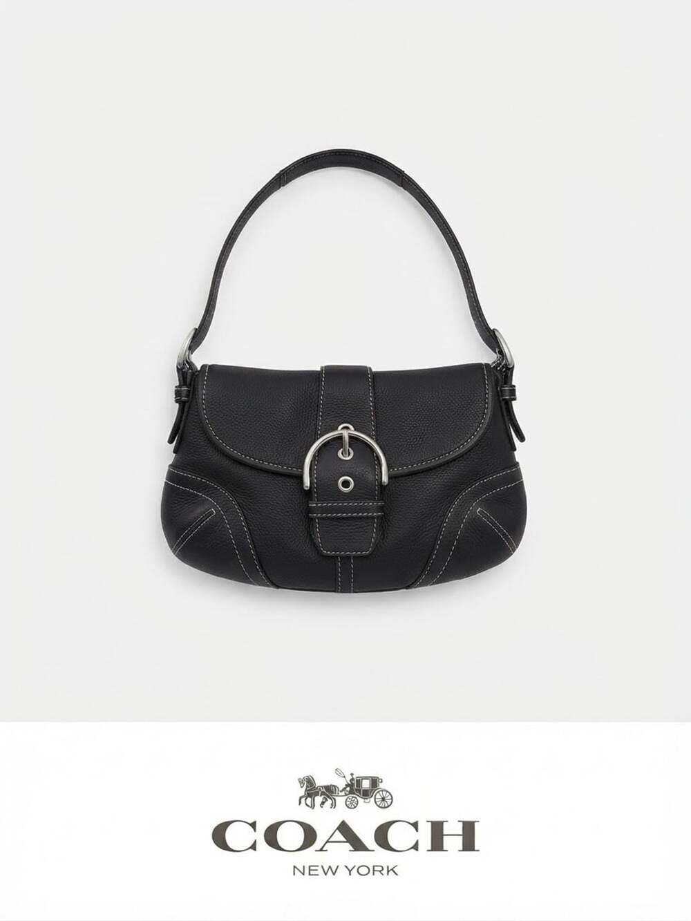 Coach Vintage Black Leather Mini Soho Y2K Buckle Shoulder Bag J040-9247